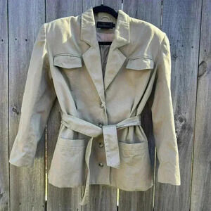 Abercrombie & Fitch Trench Coat Tan Size Small Vintage 90s Preppy Academia